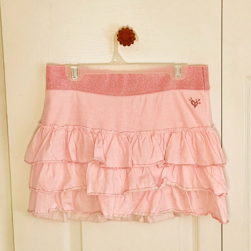 Justice Girls Light Pink Ruffle Skirt With Shorts Underneath